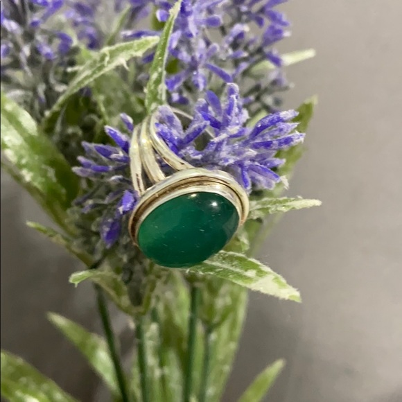 Handmade Vintage 925 Silver & Emerald Gemstone Ring 💍 Kelly Green Gorgeous Sz 8 - Picture 11 of 15